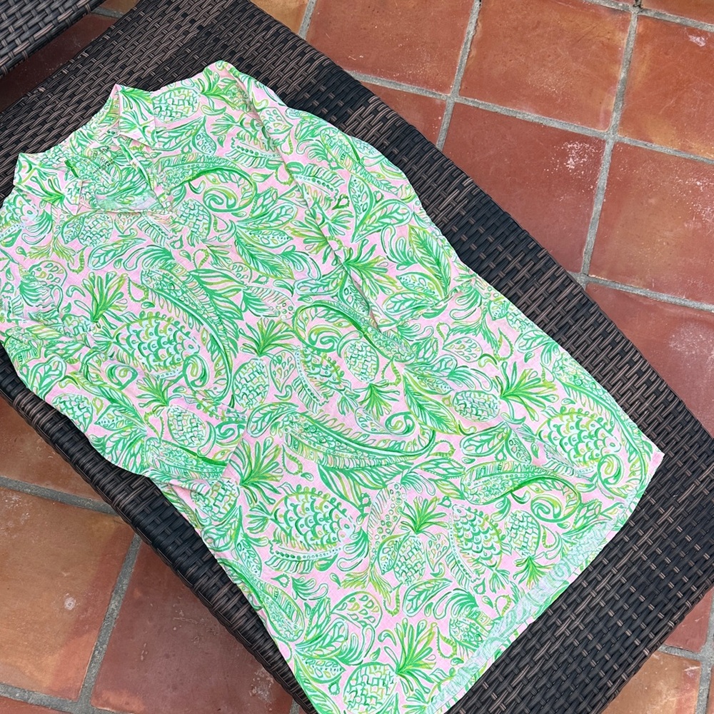 Lilly Pulitzer Green and Pink Tropical Dress